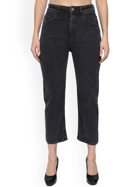 

LIVE OK Women Boyfriend Cropped Fit High-Rise Stretchable Jeans, Na