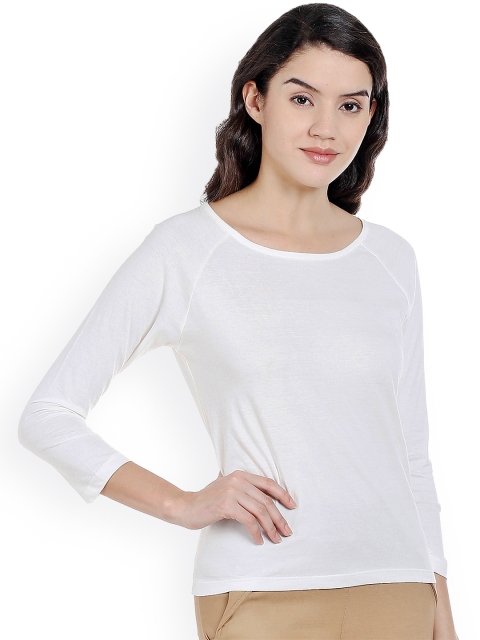 

Bombay High Women White Slim Fit Solid T-shirt