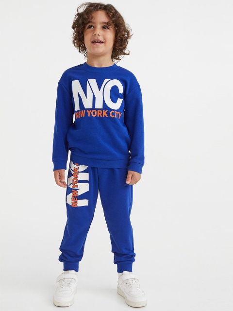 

H&M Boys Blue Printed T-shirt with Trousers