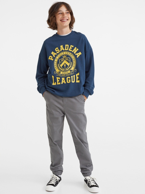 

H&M Boys Grey Solid Cotton Twill Joggers