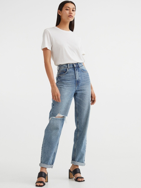 

H&M Women Blue 90s Straight High Jeans