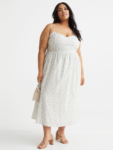 

H&M Plus Size White Floral Linen Maxi Dress