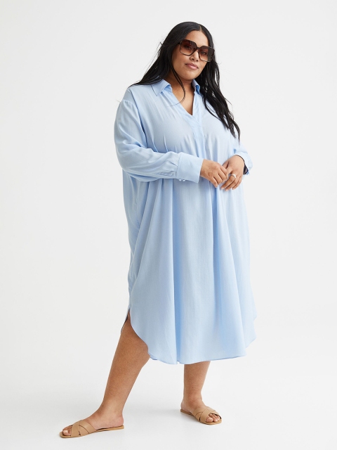 

H&M Plus Size Turquoise Blue Shirt Midi Dress