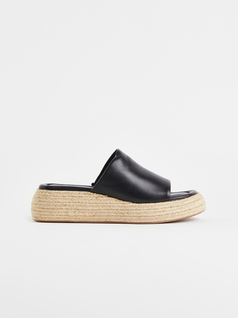 

H&M Women Black Suede Espadrille Mules
