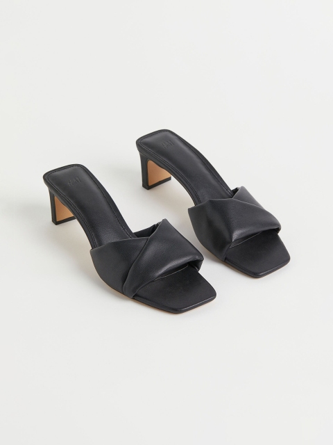 

H&M Black Solid Block-Heeled Sandals