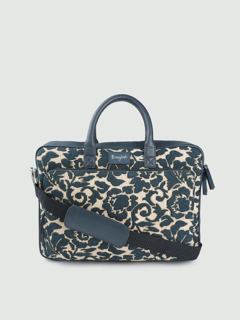 

Berrylush Women Blue & Cream-Coloured Textured Laptop Bag