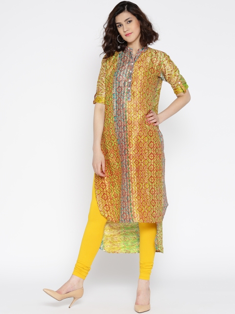 

Jashn Women Multicoloured Printed High-Low Straight Kurta, Multi