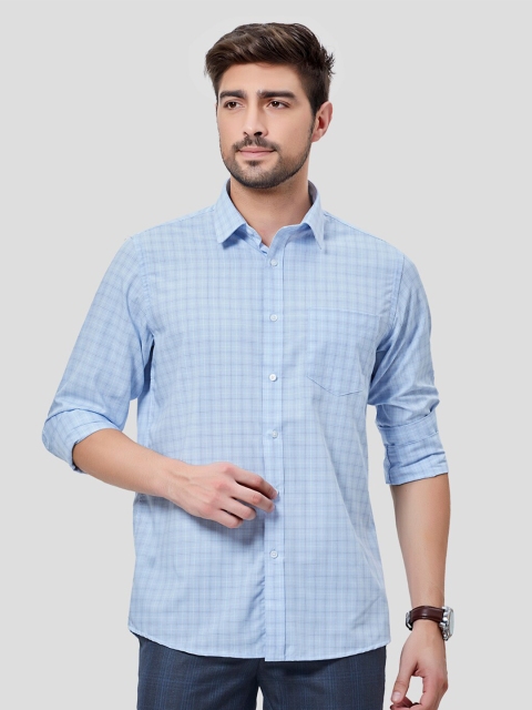 

Oxemberg Men Blue Classic Slim Fit Checked Casual Shirt