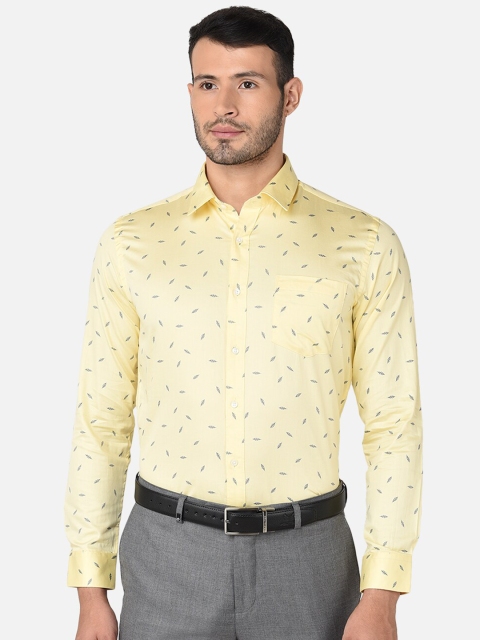 

Oxemberg Men Yellow Classic Slim Fit Printed Formal Shirt