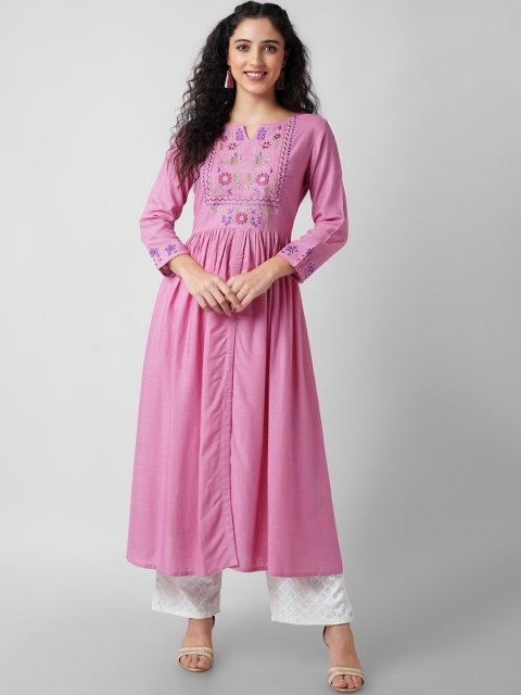 

KALINI Women Mauve Embroidered Empire Kurta
