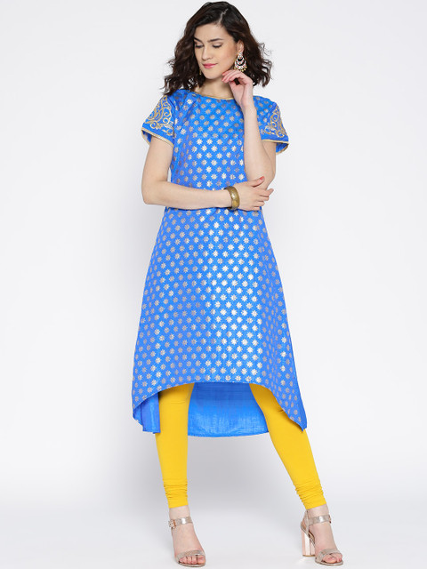 

Jashn Women Blue Printed A-Line Kurta