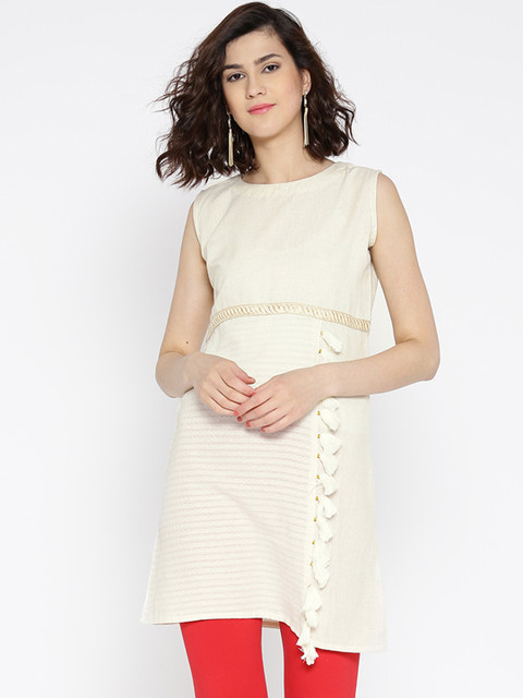 

Jashn Women Beige Solid A-Line Kurta