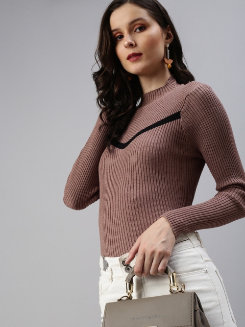 

SHOWOFF Women Brown Fitted Top