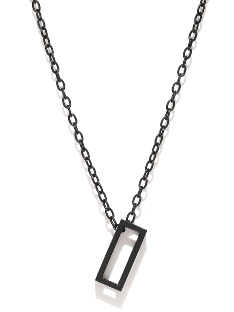 

Being Human Jewellery Men Black Iron-Plated Pendant with Chain
