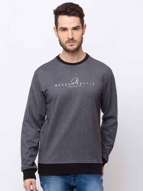 

Status Quo Men Grey Melange Striped Regular Fit T-Shirt
