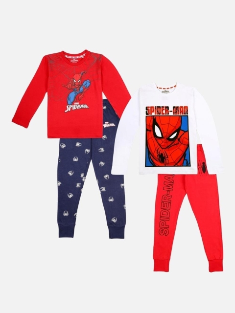 

Nap Chief Pack of 2 Unisex Kids Red & White Printed Pure Cotton Night suit