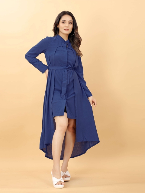 

RACHNA Womens Navy Blue Crepe Midi Dress