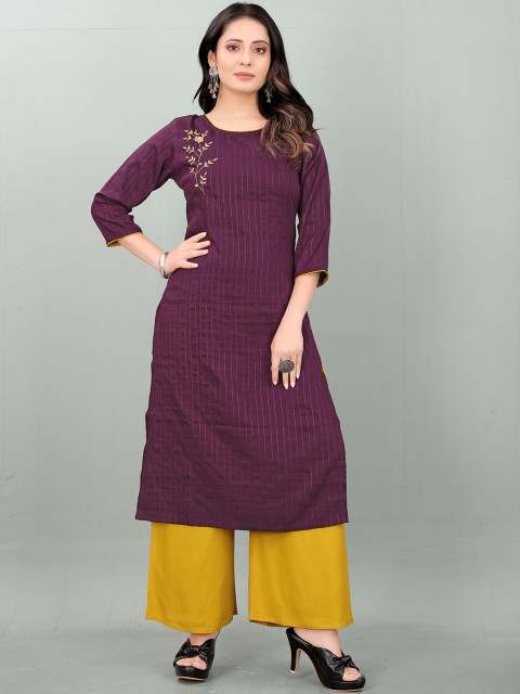 

RACHNA Women Purple Ethnic Motifs Embroidered Kurta with Palazzos
