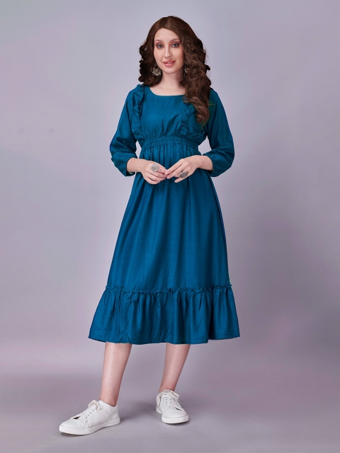 

Fashion FRICKS Women Blue Solid Empire Midi Dress