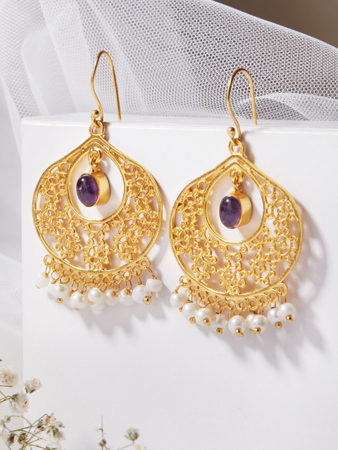 

Rubans Voguish Gold-Toned & Purple Classic Drop Earrings