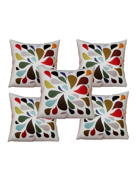 

Urban Magic Beige & Red Set of 5 Abstract Square Cushion Covers