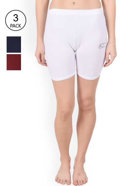 

Apraa & Parma Women Pack of 3 White Slim Fit Pure Cotton Cycling Sports Shorts