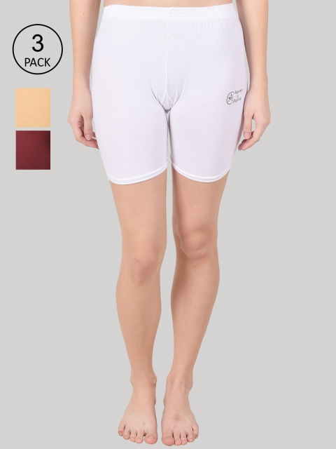 

Apraa & Parma Women Pack Of 3 Slim Fit Cycling Sports Shorts, White