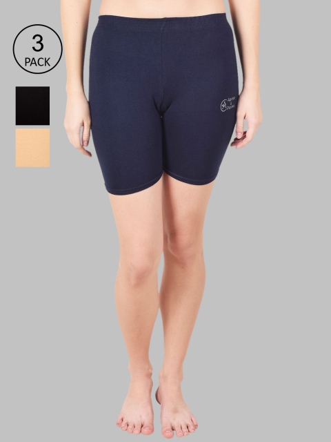 

Apraa & Parma Women Pack of 3 Navy Blue Slim Fit Cycling Sports Shorts