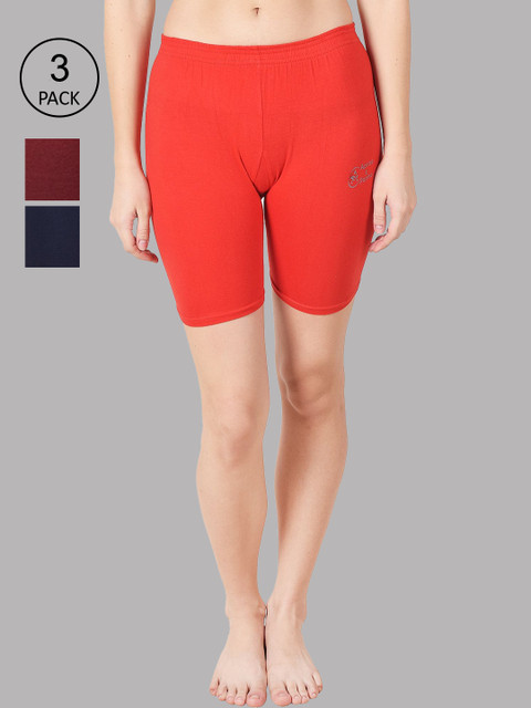 

Apraa & Parma Women Red Slim Fit Cycling Sports Shorts Pack Of 3