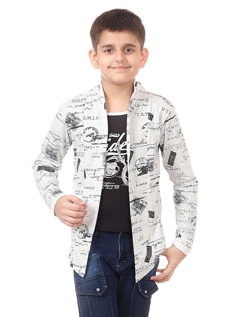 

SOUNIK FASHION SDS Boys Black Printed T-shirt With Printed Shrug