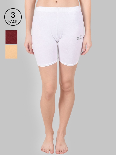 

Apraa & Parma Set Of 3 Women White Slim Fit Cycling Sports Shorts
