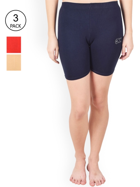 

Apraa & Parma Women Set of 3 Slim Fit Cycling Sports Shorts, Navy blue