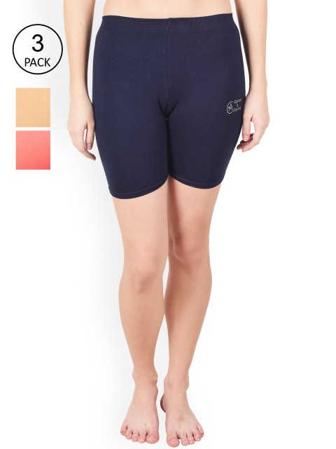 

Apraa & Parma Women Pack of 3 Navy Blue Slim Fit Cycling Sports Shorts