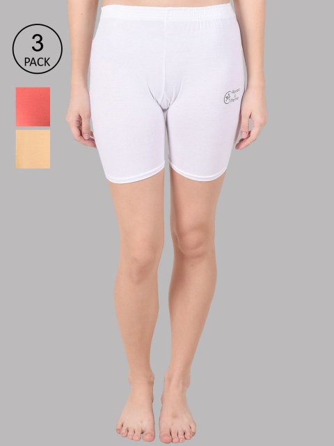 

Apraa & Parma Pack of 3 Women White Slim Fit Cycling Pure Cotton Sports Shorts
