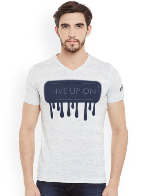 

Duke Men Grey Printed V-Neck T-shirt