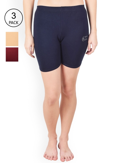 

Apraa & Parma Pack Of 3 Women Slim Fit Cycling Sports Shorts, Navy blue