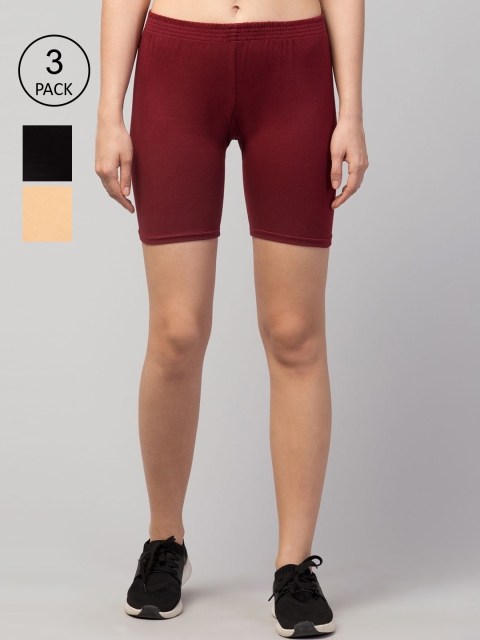 

Apraa & Parma Pack Of 3 Women Slim Fit Cycling Sports Shorts, Black