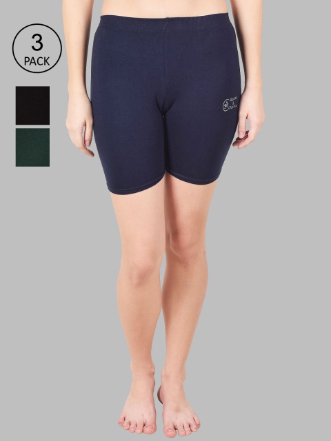 

Apraa & Parma Women Pack of 3 Navy Blue Slim Fit Cycling Sports Shorts