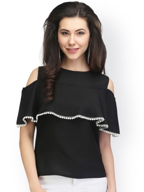 

Eavan Women Black Solid Tiered Top