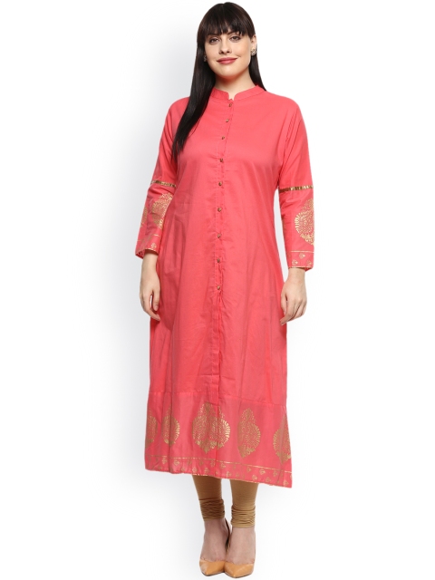 

Love More Women Pink Printed Straight Kurta