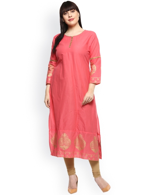 

Love More Women Pink Printed Straight Kurta