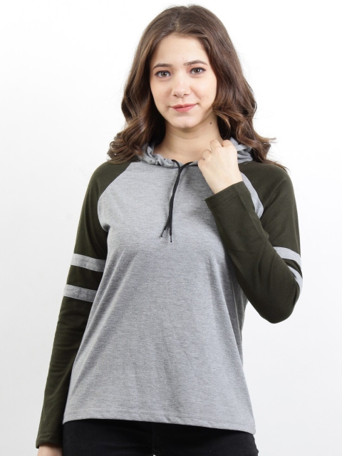 

BASE 41 Women Olive Green Slim Fit T-shirt