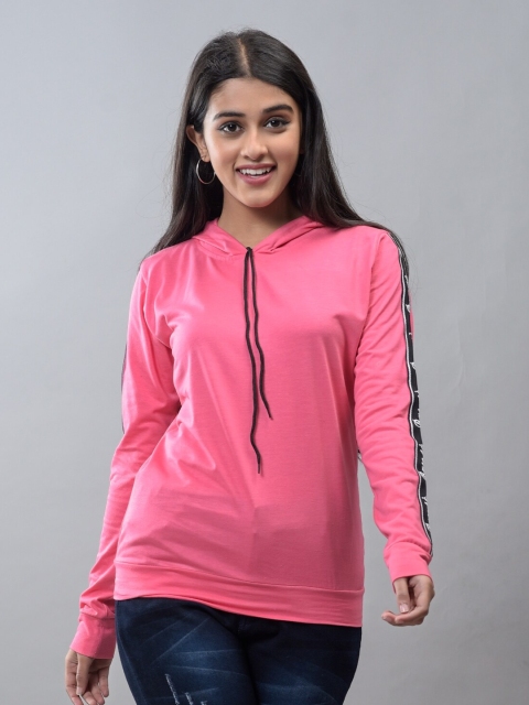 

BASE 41 Women Pink Hooded Sweatshirt