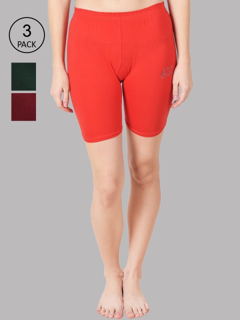 

Apraa & Parma Pack of 3 Women Multi Slim Fit Cycling Sports Shorts, Red