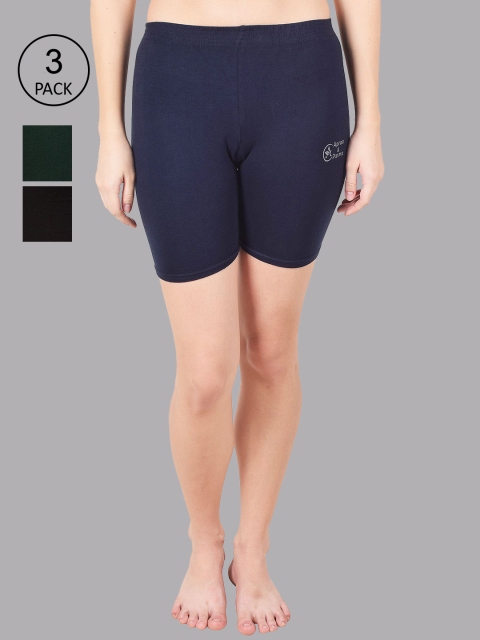 Apraa & Parma Women Pack Of 3 Navy Blue Slim Fit Cycling Sports Shorts