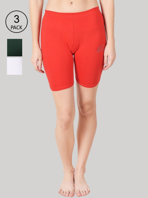 

Apraa & Parma Women Red Set Of 3 Slim Fit Cycling Sports Shorts