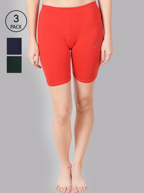 

Apraa & Parma Women Pack of 3 Red Slim Fit Cycling Sports Shorts