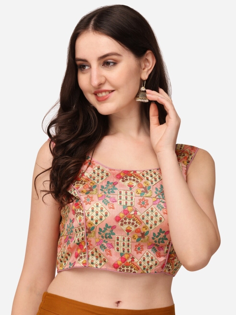 

Sumaira Tex Pink Embroidered & Digital Printed Silk Saree Blouse