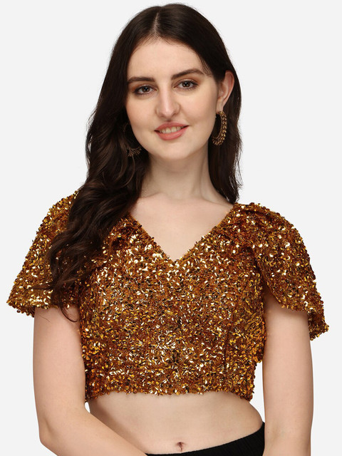 

Sumaira Tex Women Gold Coloured Fancy Sequence Work Readymade Blouse