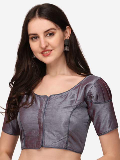 

Sumaira Tex Grey Embroidered Silk Saree Blouse